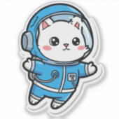 かわいい宇宙飛行士ねこ かわいいステッカー 4x4 シール (正面)