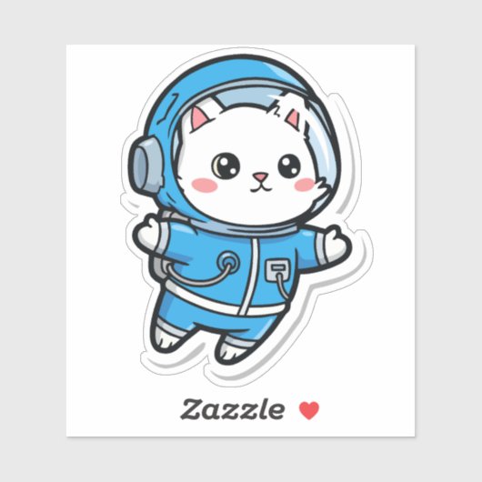 かわいい宇宙飛行士ねこ かわいいステッカー 4x4 シール (シート)