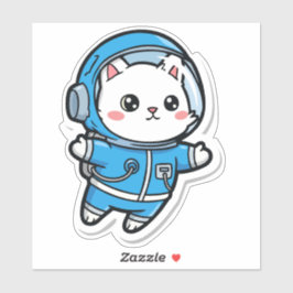 かわいい宇宙飛行士ねこ かわいいステッカー 6x6 シール