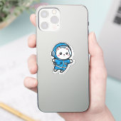かわいい宇宙飛行士ねこ キュート ステッカー シール (スマートフォン)