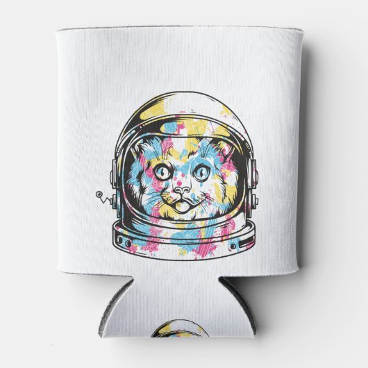 かわいい宇宙飛行士ねこ 缶クーラー (正面)