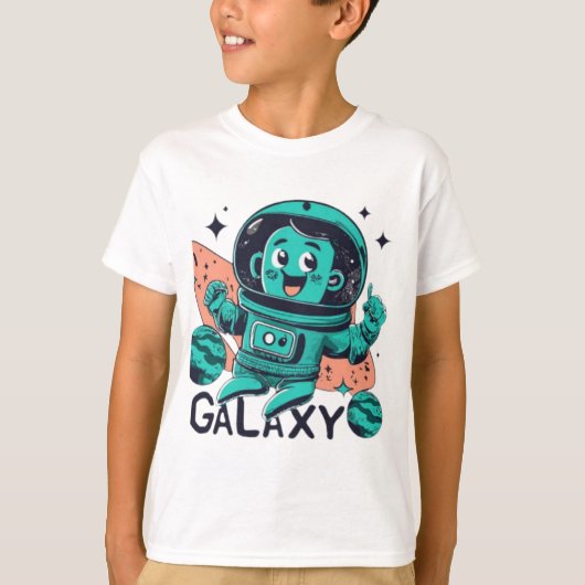 かわいい宇宙飛行士のギャラクシー キッズ ボーイTシャツ Tシャツ (正面)
