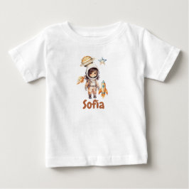 かわいい宇宙飛行士のスペースアドベンチャー - お子様の名前を入れて特別なギフトに  ベビーTシャツ