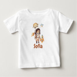 かわいい宇宙飛行士のスペースアドベンチャー オーダーメイド ベビーTシャツ