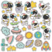 かわいい宇宙飛行士のスペースステッカー シール (正面)