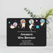 かわいい宇宙飛行士の動物が宇宙誕生日 招待状 (スタンド正面)