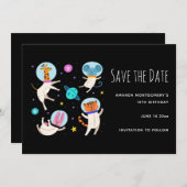 かわいい宇宙飛行士の動物が宇宙 セーブザデート (正面/裏面)