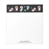 かわいい宇宙飛行士の動物が宇宙 ノートパッド (正面)