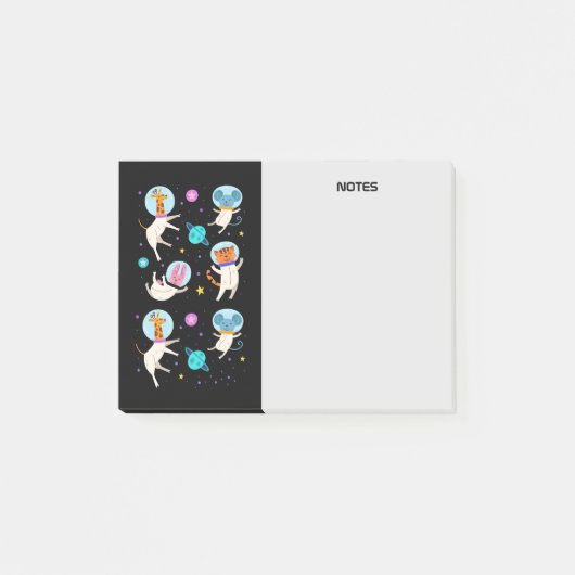 かわいい宇宙飛行士の動物が宇宙 ポストイット (正面)