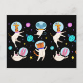 かわいい宇宙飛行士の動物が宇宙 ポストカード (正面)