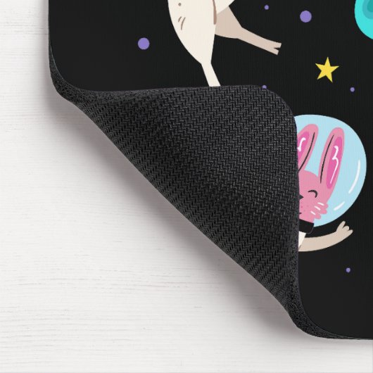 かわいい宇宙飛行士の動物が宇宙 マウスパッド (コーナー)