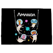 かわいい宇宙飛行士の動物が宇宙 ラージペーパーバッグ (裏面)