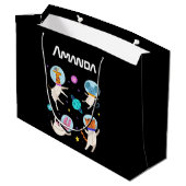 かわいい宇宙飛行士の動物が宇宙 ラージペーパーバッグ (裏面アングル)