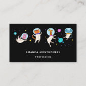 かわいい宇宙飛行士の動物が宇宙 名刺 (正面)