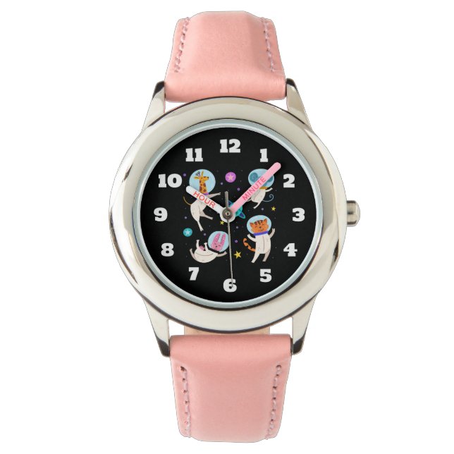 かわいい宇宙飛行士の動物が宇宙 腕時計 (正面)
