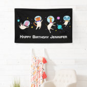 かわいい宇宙飛行士の動物の宇宙誕生日 横断幕 (インサイチュ)