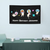 かわいい宇宙飛行士の動物の宇宙誕生日 横断幕 (トレードショー)