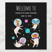 かわいい宇宙飛行士の動物の宇宙-イベント歓迎 ワインラベル (シングルラベル)