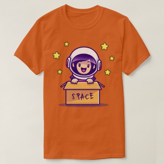 かわいい宇宙飛行士の女の子を箱に Tシャツ (デザイン正面)