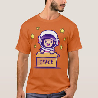 かわいい宇宙飛行士の女の子を箱に Tシャツ