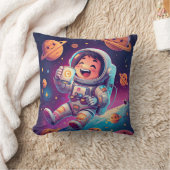 かわいい宇宙飛行士の子供用枕 – 宇宙冒険の夢 クッション (ブランケット)