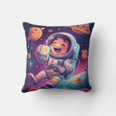 かわいい宇宙飛行士の子供用枕 – 宇宙冒険の夢 クッション (裏面)