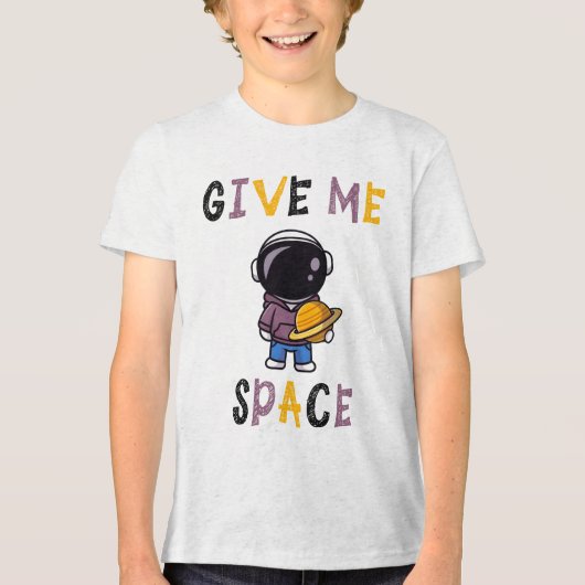 かわいい宇宙飛行士の子供用Tシャツ – ギミースペース トライブレンドTシャツ (正面)