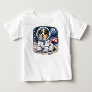 かわいい宇宙飛行士の子犬のデザイン - 宇宙の冒険 ベビーTシャツ
