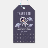 かわいい宇宙飛行士の宇宙の誕生日ありがとう ギフトタグ (正面)