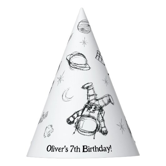 かわいい宇宙飛行士の宇宙テーマ子供の誕生日 パーティーハット (正面)