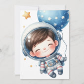 かわいい宇宙飛行士の宇宙1歳の誕生日 招待状 (裏面)
