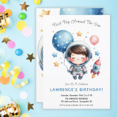 かわいい宇宙飛行士の宇宙1歳の誕生日 招待状