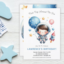 かわいい宇宙飛行士の宇宙1歳の誕生日