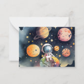 かわいい宇宙飛行士の感謝カード ノートカード (裏面)