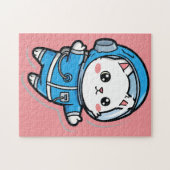 かわいい宇宙飛行士の猫のカスタムフォトジグソーパズル ジグソーパズル (横)