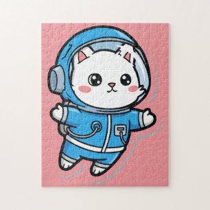 かわいい宇宙飛行士の猫のカスタムフォトジグソーパズル ジグソーパズル