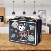 かわいい宇宙飛行士の猫の宇宙 メタルランチボックス