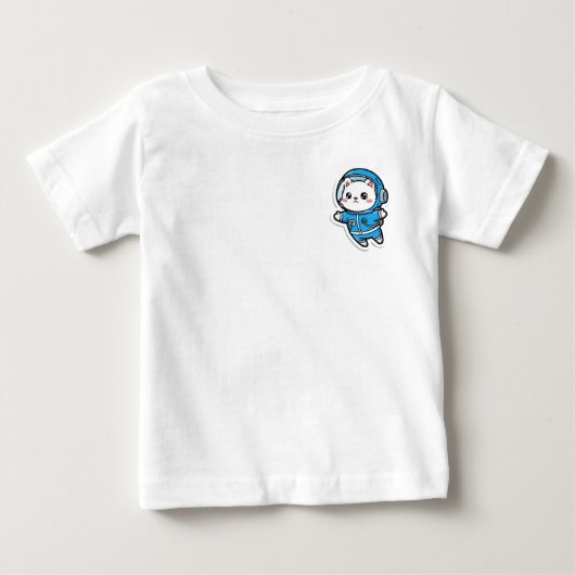 かわいい宇宙飛行士の猫の赤ちゃんTシャツ ベビーTシャツ (正面)