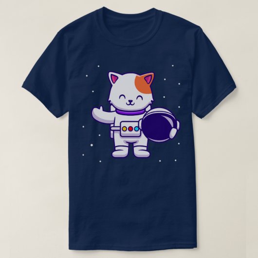 かわいい宇宙飛行士の猫保持用ヘルメット Tシャツ (デザイン正面)