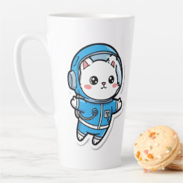 かわいい宇宙飛行士の猫 かわいい カフェラテマグ