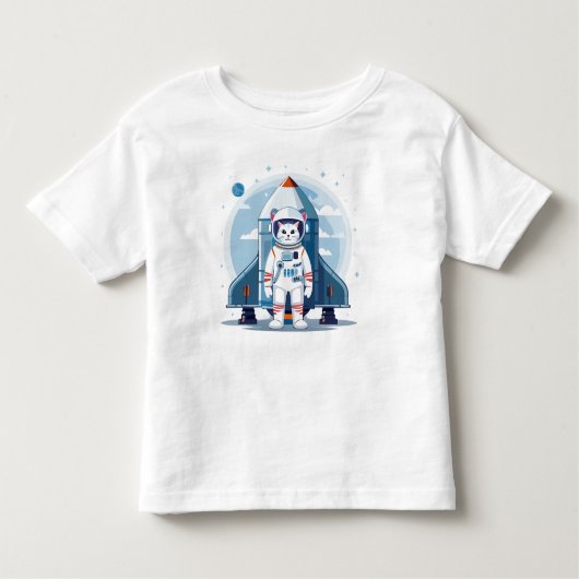 かわいい宇宙飛行士の猫 トドラーTシャツ (正面)