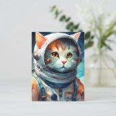 かわいい宇宙飛行士の猫 ポストカード (スタンド正面)