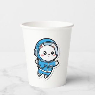 かわいい宇宙飛行士の猫 紙コップ