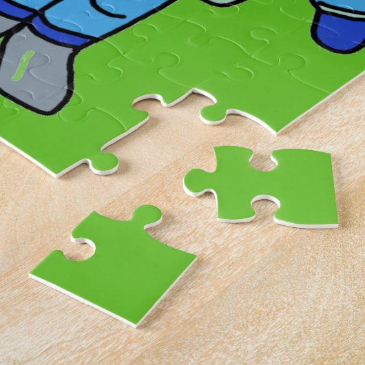 かわいい宇宙飛行士の男の子と名前のロケット ジグソーパズル (側面)