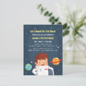 かわいい宇宙飛行士の男の子のスペースキッズの誕生日招待状 招待状 (スタンド正面)