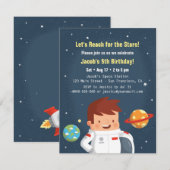 かわいい宇宙飛行士の男の子のスペースキッズの誕生日招待状 招待状 (正面/裏面)