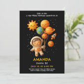 かわいい宇宙飛行士の誕生日カード 招待状 (スタンド正面)