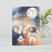 かわいい宇宙飛行士の誕生日招待状 招待状 (スタンド正面)