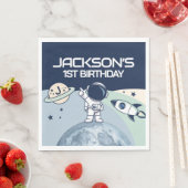 かわいい宇宙飛行士の誕生日 スタンダードランチョンナプキン (インサイチュ)