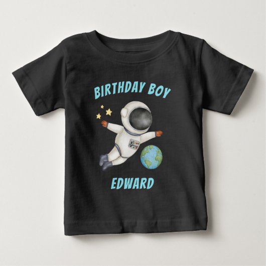 かわいい宇宙飛行士の誕生日Tシャツ ベビーTシャツ (正面)